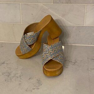 NEW Avellini Italian Made Platform Leather + Woven Sandals